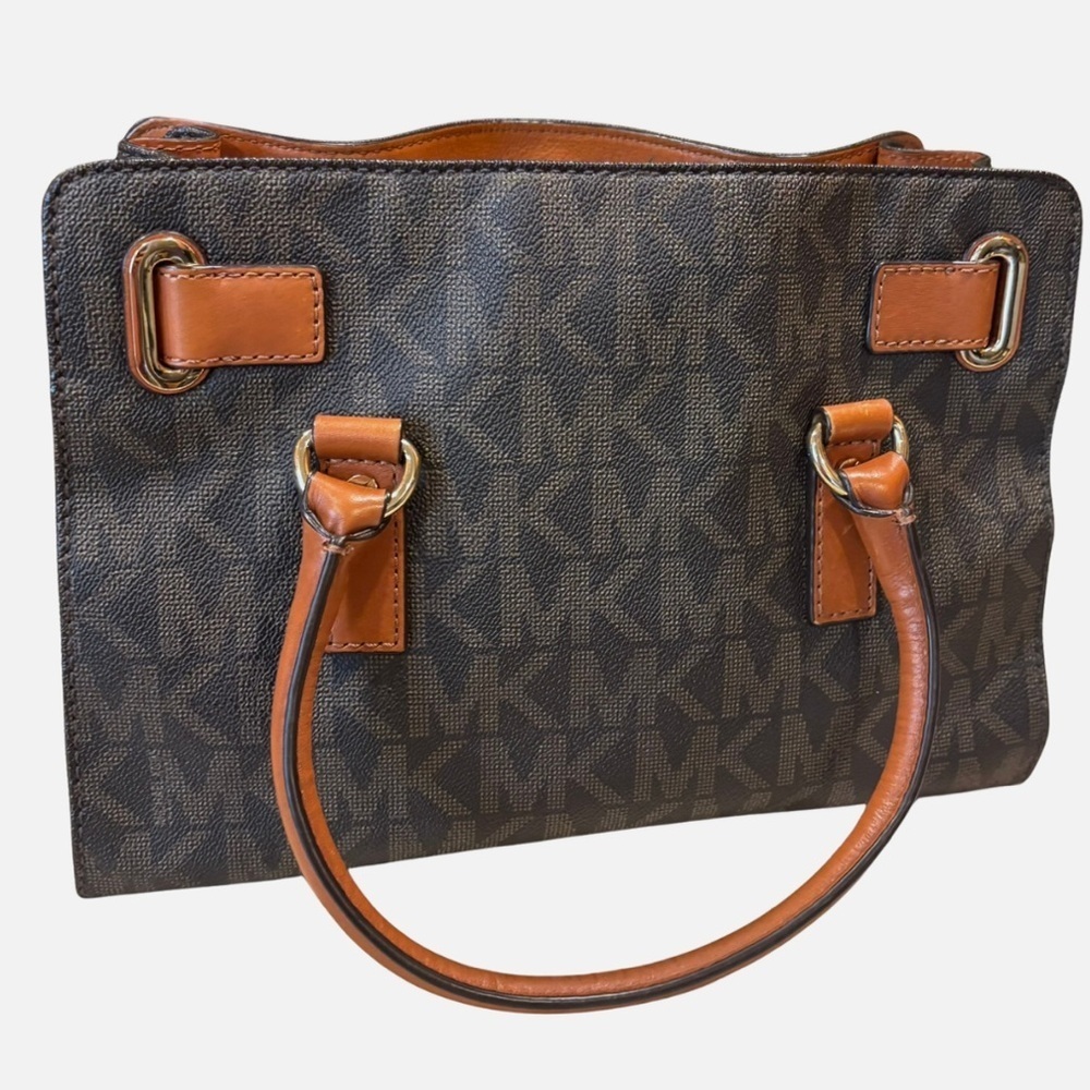 Michael Kors Hamilton Monogram Logo Leather Satchel Tote - Picture 6 of 14